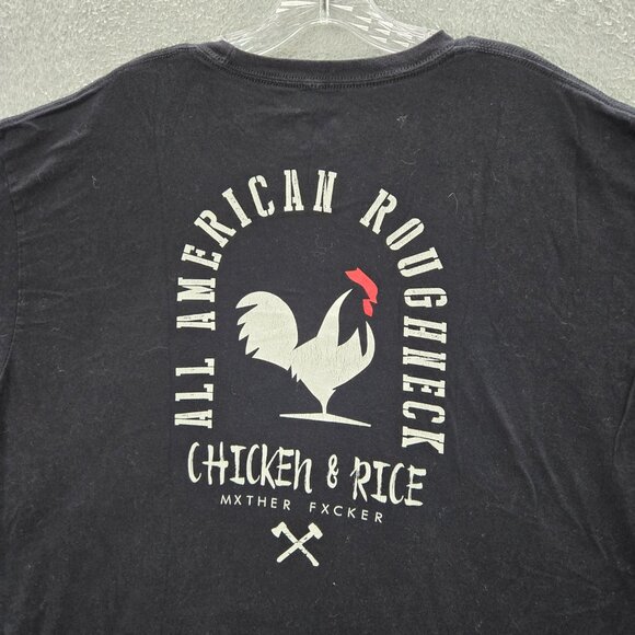 AAR Men Shirt 2XL Black‎ Chicken & Rice Graphic Short Sleeve Crew Neck Tee - Picture 4 of 8